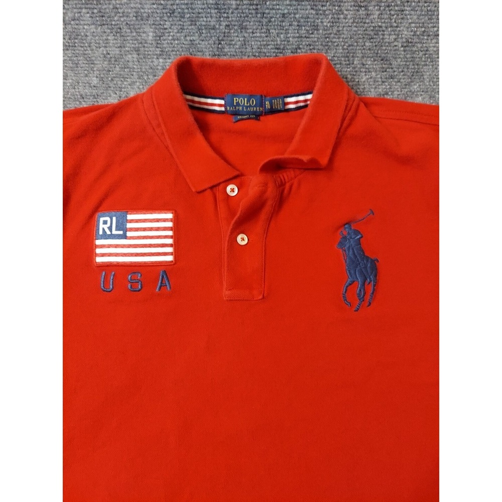 Polo Ralph Lauren‎ Shirt Boys XL Red Flag Big Pony Polo Preppy Casual Pullover